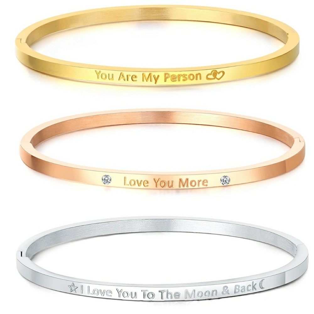 Nib Three Engraved 14k Gold & Silver Bracelets - Picture 2 of 4